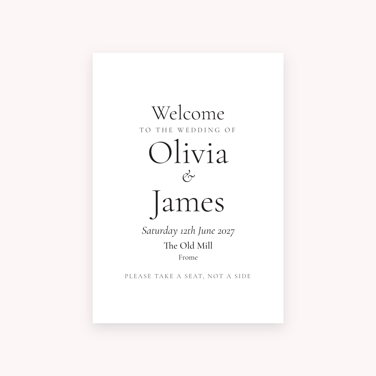 Ledger A1 sign, shown with the sample names Olivia & James