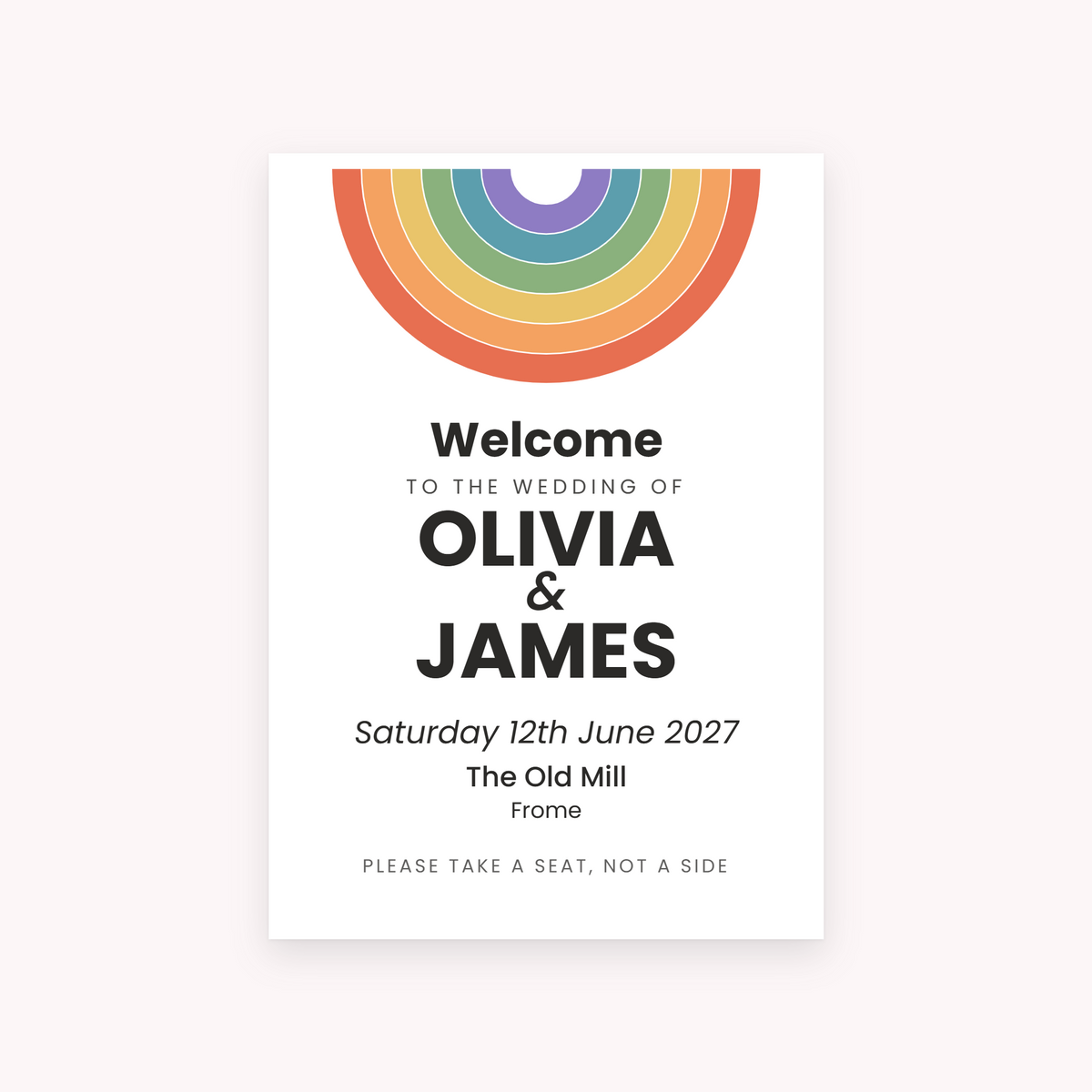 Spectrum A1 sign, shown with the sample names Olivia & James